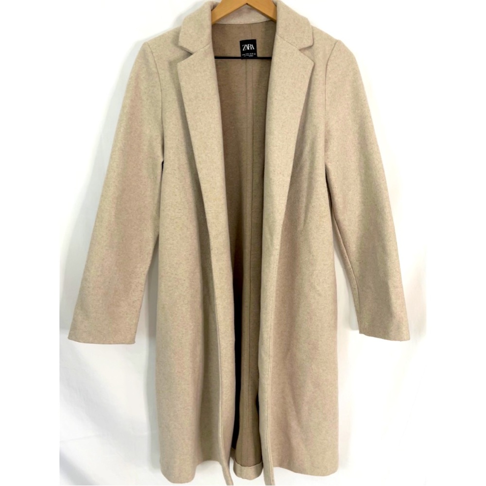 Zara Cream Lapel Coat Size M